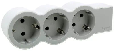 Immagine prodotto di Presa piatta Legrand 3x presa di corrente, senza cavo bianco-grigio 694573