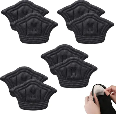 Produktbild von 4 Paar Fersenkissen für lockere Schuhe, Fersengriffeinsätze, Fersenpolster für Schuhe, Reibung, Blasen, Fersenaufkleber für zu große Schuhe, Füller, Fersenfutter für Leder- und Laufschuhe (dünne Größe),Black,5mm
