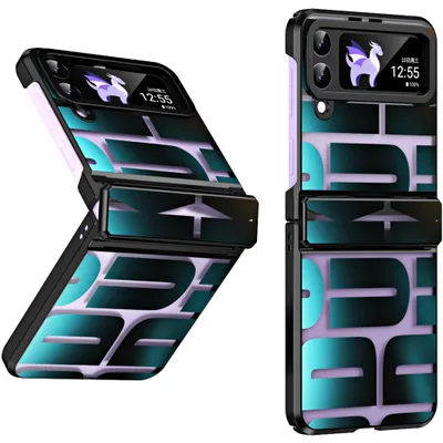 Obrázek produktu pro Pouzdro pro Samsung Galaxy Z Flip 3 5G, galvanizované průhledné pouzdro s ochranou pantu černé