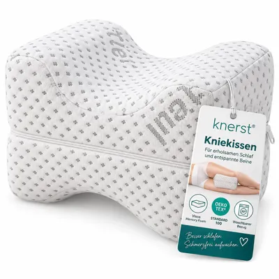 Produktbild von KNERST Kniekissen Seitenschläfer zur Entlastung von Rücken, Hüfte & Ischias - Orthopädisches Beinkissen Memory Foam, KI-generiertes Bild