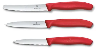 Obrázok produktu pre Swiss Classic, sada nožov na krájanie, 3 ks, rovné/vlnité, červené, škatuľa