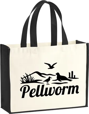 Produktbild von Huuraa Jutetasche Pellworm Strandmotiv 21 Liter Black Jute und Baumwolle Einkaufstasche Geschenkidee