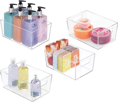 Produktbild von Aufbewahrungsbox 4er-Set Ablageboxen mit Griffen Organizer mDesign transparent