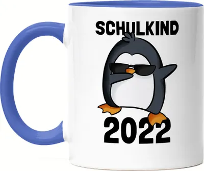 Produktbild von Schulkind 2022 Tasse Blau Einschulung 1. Klasse Pinguin Dab Geschenkidee Grundschule Kindergarten Vorbei