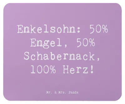 Produktbild von Mr. & Mrs. Panda Mauspad Spruch Enkelsohn Herz - Lavendeltraum - Geschenk, laptop, Mouse Pad, Geschenke, Familie, Humor, Freude, Mousepad, pc, Zuneigung, Dankeschön