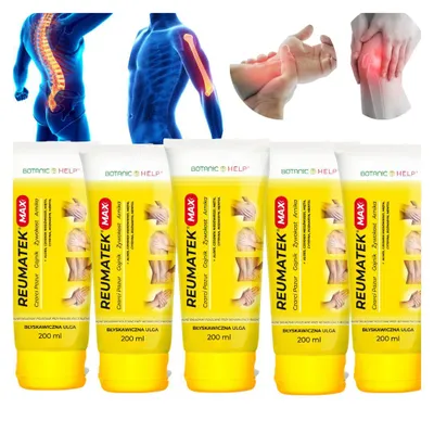 Zdjęcie produktu dla 5 x Ziołowy żel do masażu mięśni i stawów Reumatek MAX z naturalnymi ekstraktami, Botanic Help, 5 x 200 ml
