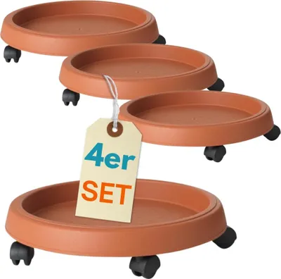 Produktbild von 4er Set Pflanzenroller Outdoor Wetterfest Rollbrett Pflanzen Blumentopf Untersetzer mit Rollen Pflanzenroller Rund Blumenroller 30 cm