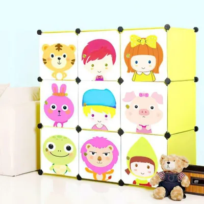 Image de COFFRE À JOUETS EN PLASTIQUE MODULAIRE POUR ENFANTS, TIRAGE TIRAGE 9 armoires