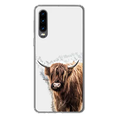 Produktbild von MuchoWow® Handyhülle Schutzhülle Hülle für Huawei P30 Schottischer Highlander - Farbe - Grau Silikon Softcase Handy Hülle - Kartenbesitzer