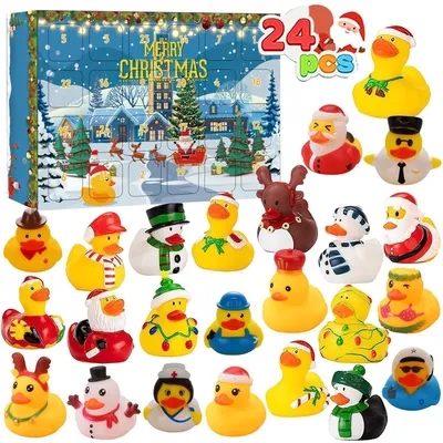 Produktbild von Adventskalender mit 24 Gummienten Weihnachts-Countdown Badespielzeug für Kinder 32cm x 22cm