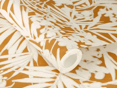 Immagine prodotto di Carta da parati in tessuto non tessuto Rasch con motivo acquerello foglie giallo senape bianco 10,05 x 0,53 m