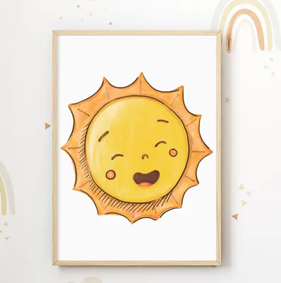 Produktbild von Lachende Sonne Kinderzimmer Bild DIN A4 Poster Babyzimmer Wandbild Dekoration