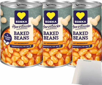 Produktbild von EDEKA gebackene Bohnen mit Ahornsyrup (3x400g) Dose + usy Block