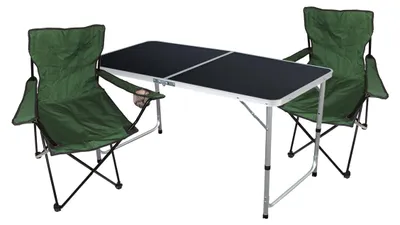 Immagine prodotto di set da campeggio 3 pezzi mobili da giardino tavolo da campeggio + 2 sedie da pesca verde