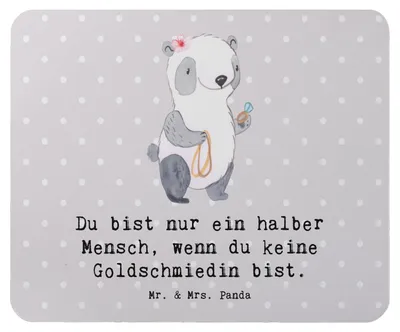 Produktbild von Mr. & Mrs. Panda Mauspad Goldschmiedin Herz - Grau Pastell - Geschenk, Mouse Pad, Lustig, Eröffnung, computermatte, Schmuckgeschäft, Witzig, mausteppich, mousematte