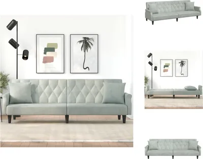 Produktbild von vidaXL Schlafsofa mit Armlehnen Hellgrau Samt -  Sofas