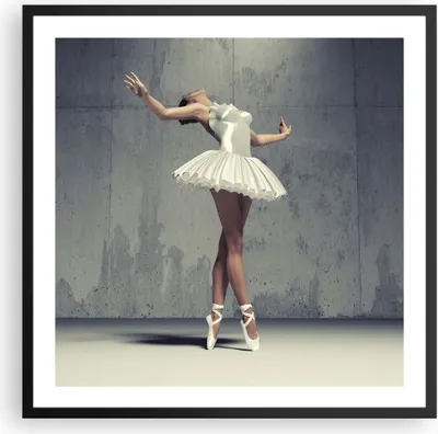 Produktbild von Gerahmtes Poster - Schwarzer Rahmen - Ballerina Weiß Wand - 60x60 cm - Wand Bild - Wanddeko - Wandbilder - Kunstposter - Wandposter - Bilderrahmen - Bilder - Kunstdruck - Wandbild - P2BAC60x60-4344