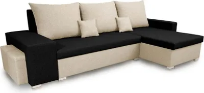 Produktbild von Ecksofa mit Schlaffunktion PETRA2 - Schwarz/Creme