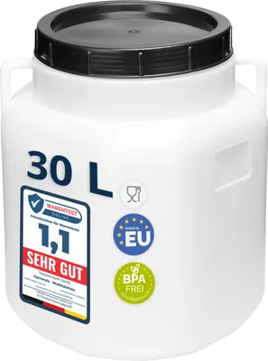 Produktbild von Garronda 30L Plastikfass BPA-freies quadratisches Fass und Behälter mit Deckel GD-0088, Weiß