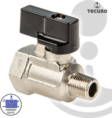 Produktbild von tecuro MINI Kugelhahn Innengewinde Rp 1/8 Zoll x Außengewinde G 1/8 Zoll (DN6), Messing vernickelt