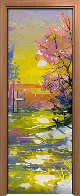 Produktbild von Türposter 70x200 cm Türaufkleber Türtapete Türfolie Klebefolie Winter Landschaft mit dem Wald Fluss