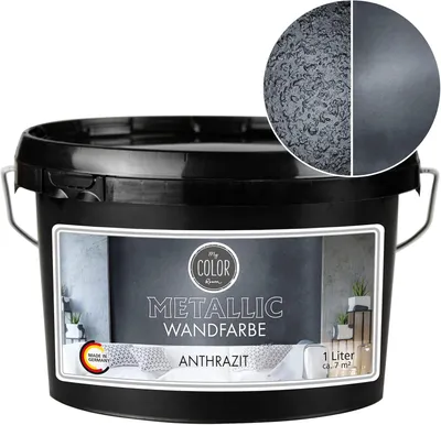 Produktbild von Viva Decor My Color Room Metallic Wandfarbe Anthrazit 1 l, Effektfarbe für Wände & Decken innen, wasserbasiert, hochdeckend & abriebfest