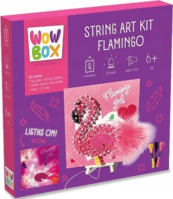 Produktbild von WOW BOX Kreativset 3D Schnur Flamingo mit LED-Lichtern