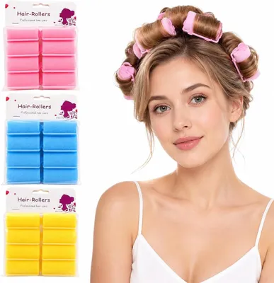 Obrázek produktu pro 24 kusů pěnových natáček, flexibilní pěnové válečky ve 3 barvách, určené pro vlasy