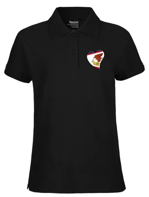 Produktbild von Huuraa Damen Polo Shirt Amerikanisch-Samoa Flagge Herz XL Black  Baumwolle Fairtrade Poloshirt Geschenkidee