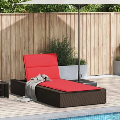 Imagen del producto de Silla de jardín con toldo reclinable, color marrón, de polirratán