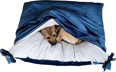 Produktbild von Love Gifts® Kundekissen, weiches Bett - Kissen für Hunde und Katzen mit Kapuze, Blau