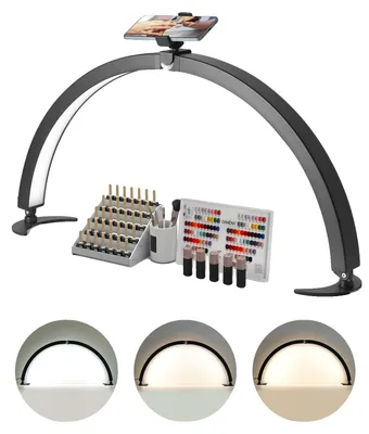 Zdjęcie produktu dla Biurkowa lampa do paznokci VEVOR w kształcie półksiężyca (40 W, 735 mm długości), lampa do manicure z regulacją jasności, lampa biurkowa LED do przedłużania paznokci i rzęs