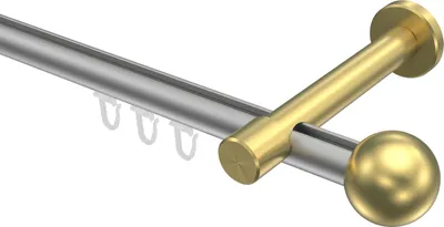 Produktbild von Interdeco Innenlaufstange / Gardinenstange mit Innenlauf Silbergrau / Messing-Optik, Typ Prestige Luino (Kugel), 20 mm Ø 1-läufig, 420 cm