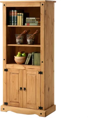 Produktbild von Mexico Möbel Bücherregal Bücherschrank im Mexiko Stil, Kiefer massiv