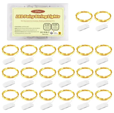 LED-Lichterkette, 20 Stück, 1 m, 10 warmweiße LEDs, Kupfer, batteriebetrieben