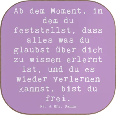 Produktbild von Mr. & Mrs. Panda Untersetzer für Gläser Spruch Erleuchtung und Freiheit - Lavendeltraum - Geschenk, Holzuntersetzer, Stimmungen, Mut, Coaster, Tischuntersetzer, Klarheit