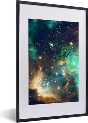 Produktbild von MuchoWow® Gerahmtes Poster Leerzeichen - Grün - Gelb 40x60 cm - Poster mit Schwarzem Bilderrahmen Wandposter Rahmen Foto Bilder - Poster in Rahmen