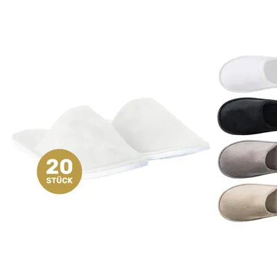 Produktbild von Lavea® Premium 20er Set Hotelslipper aus Velours – Weiß