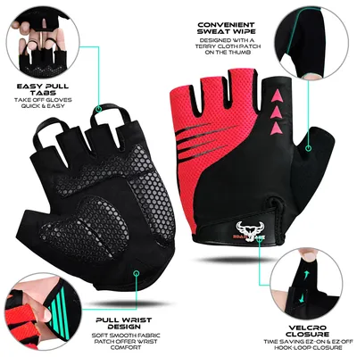Imagen del producto de Guantes de bicicleta de media punta, acolchados, transpirables, antideslizantes, con amortiguación, talla M, para paseos de verano