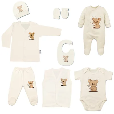 Produktbild von BLUE EYES Baby Geschenk Set 8-teilig, 100% Baumwolle, , Neugeborenen Erstausstattung 0–4 Monate, Koala