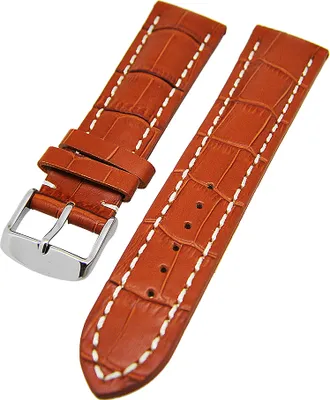 Produktbild von Uhrenarmband Kalblederband Aligator-Optik dick gepolstert Hellbraun 20mm