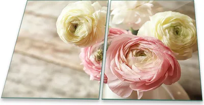 Produktbild von Herdabdeckplatten Glaskeramik Spritzschutz Glas Universal 2-Teilig 2x40x52 Blumen Gelb