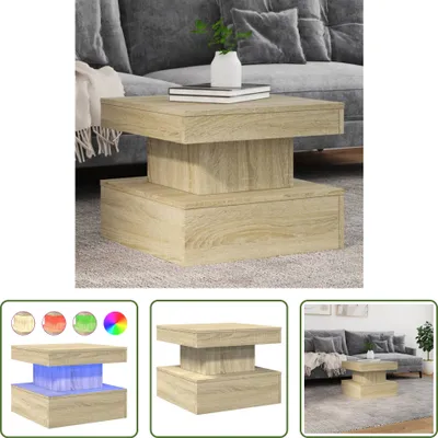 Produktbild von The Living Store Couchtisch mit LED-Leuchten Sonoma-Eiche 50x50x40 cm