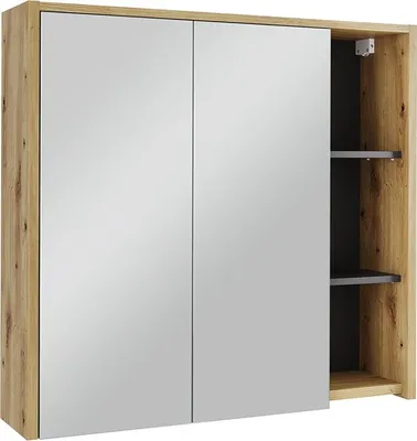 Zdjęcie produktu dla Szafka łazienkowa z lustrem Vicco Viola Artisan/szary 80 x 75 cm z otwartymi półkami, Model 54859