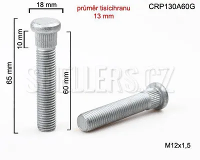 Obrázek produktu pro Kolový svorník (šteft) M12x1,5x60 tisícihran průměr 13mm (CRP130A60G)