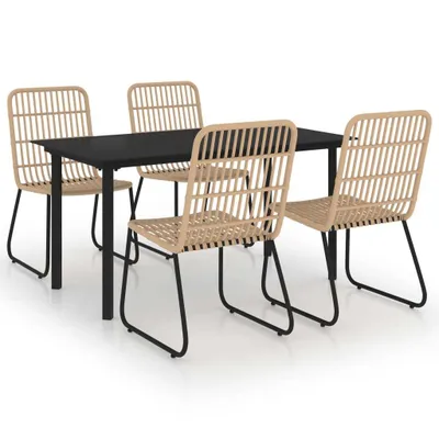 Immagine prodotto di set da pranzo da giardino 5 pezzi in rattan e vetro