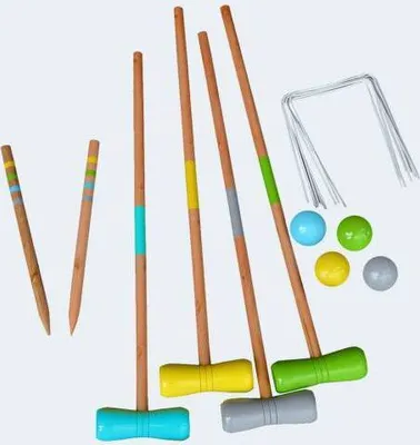 Produktbild von Krocket Set 4 Spieler 75cm 4 Kugeln 10 Tore