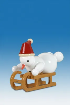 Produktbild von Miniaturfigur Schneemann  Schlittenfahrer bunt Höhe ca. 6cm NEU