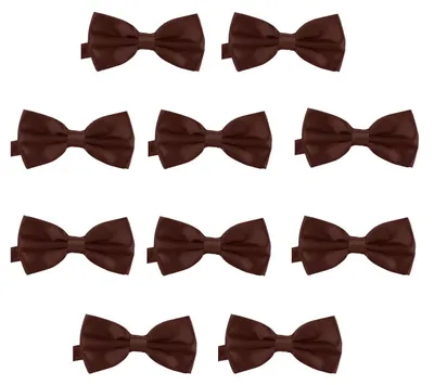 Produktbild von 10er Set DonDon Herren Fliege 12 x 6 cm gebunden und längenverstellbar braun