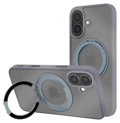 Imagen del producto de Avizar, funda híbrida para iPhone 16 con soporte de anillo, color gris